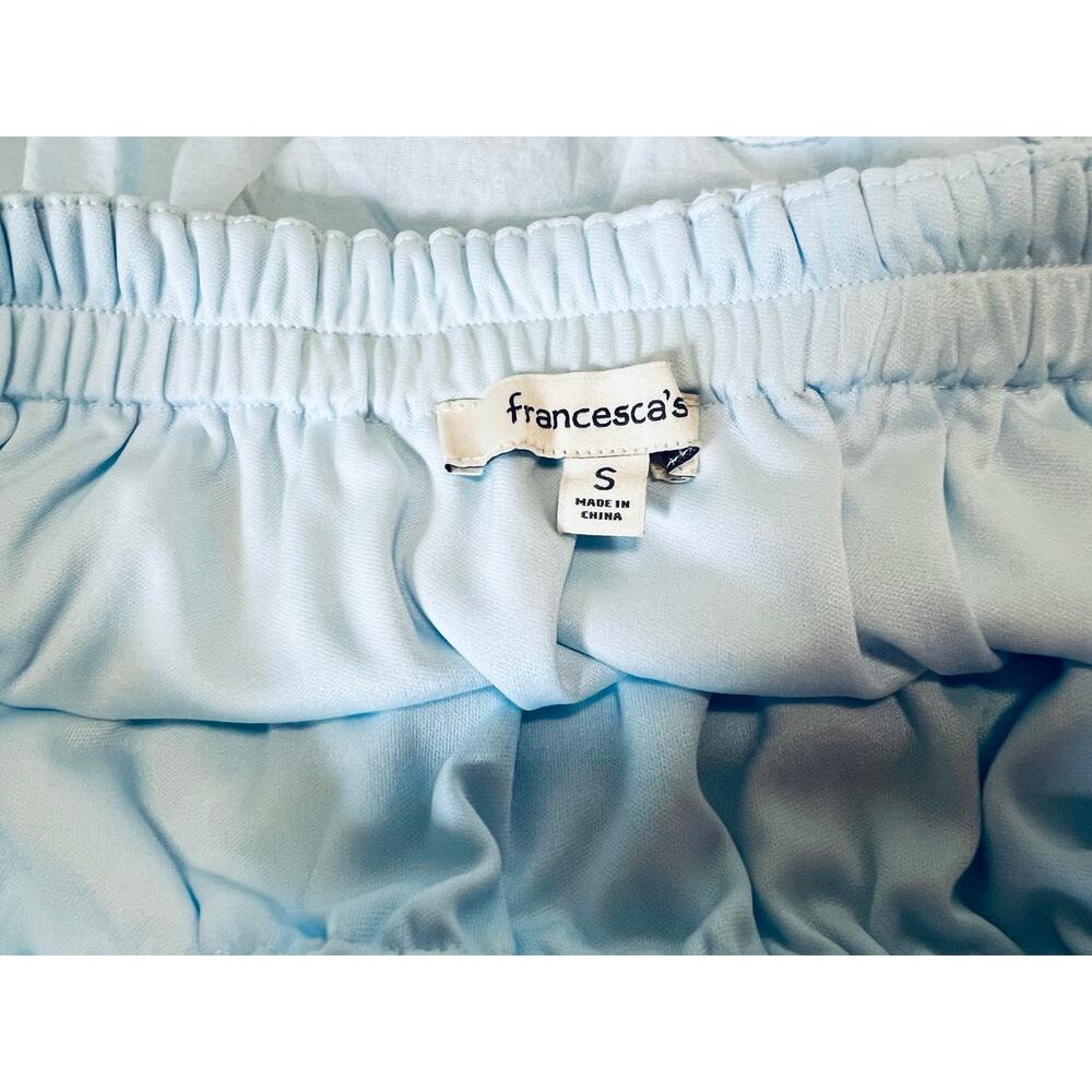 Women’s Francesca’s Size Small Blue tiered skirt with eyelet trim. - Picture 5 of 7